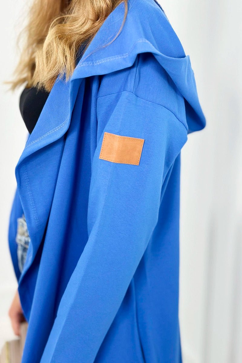Long cardigan with hood 9077 / – Blue cornflower цвет / color | Lexline Fashion