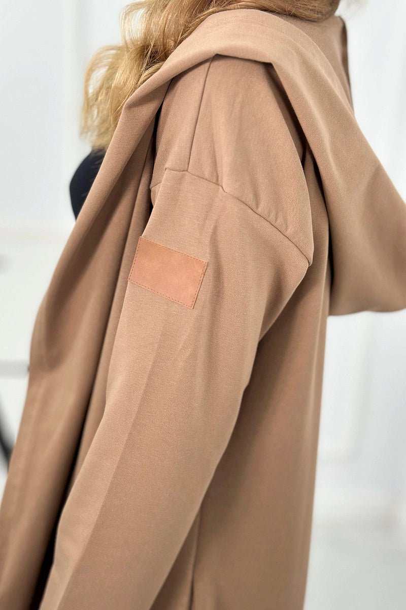 Long cardigan with hood 9077 / – Camel цвет / color | Lexline Fashion