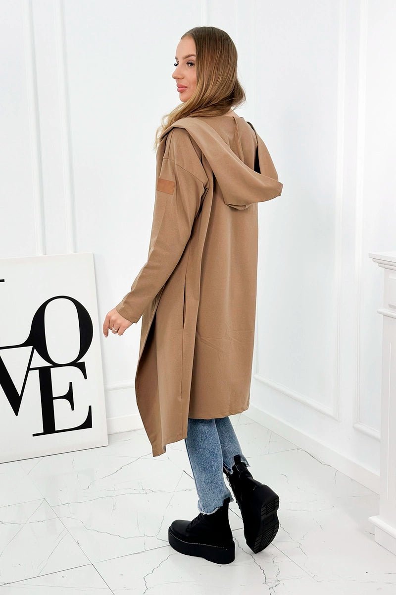 Long cardigan with hood 9077 / – Camel цвет / color | Lexline Fashion