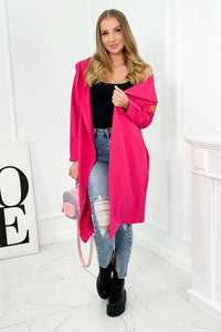 Long cardigan with hood 9077 / – Fuchsia цвет / color | Lexline Fashion