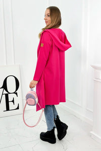 Long cardigan with hood 9077 / – Fuchsia цвет / color | Lexline Fashion