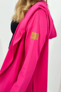 Long cardigan with hood 9077 / – Fuchsia цвет / color | Lexline Fashion