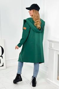 Long cardigan with hood 9077 / – Green || Dark цвет / color | Lexline Fashion