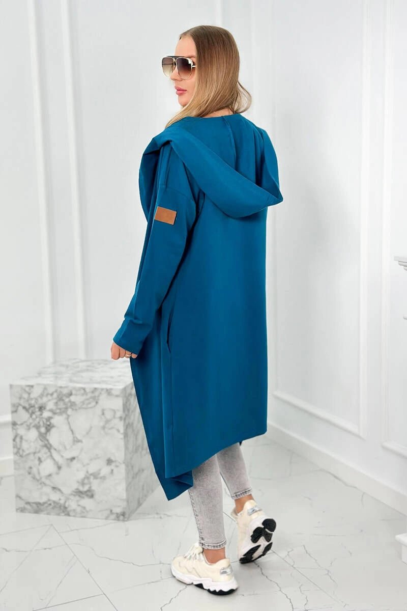 Long cardigan with hood 9077 / – Marine цвет / color | Lexline Fashion