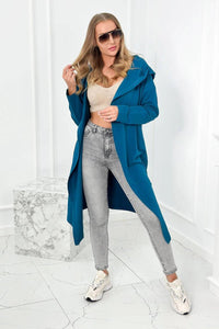 Long cardigan with hood 9077 / – Marine цвет / color | Lexline Fashion