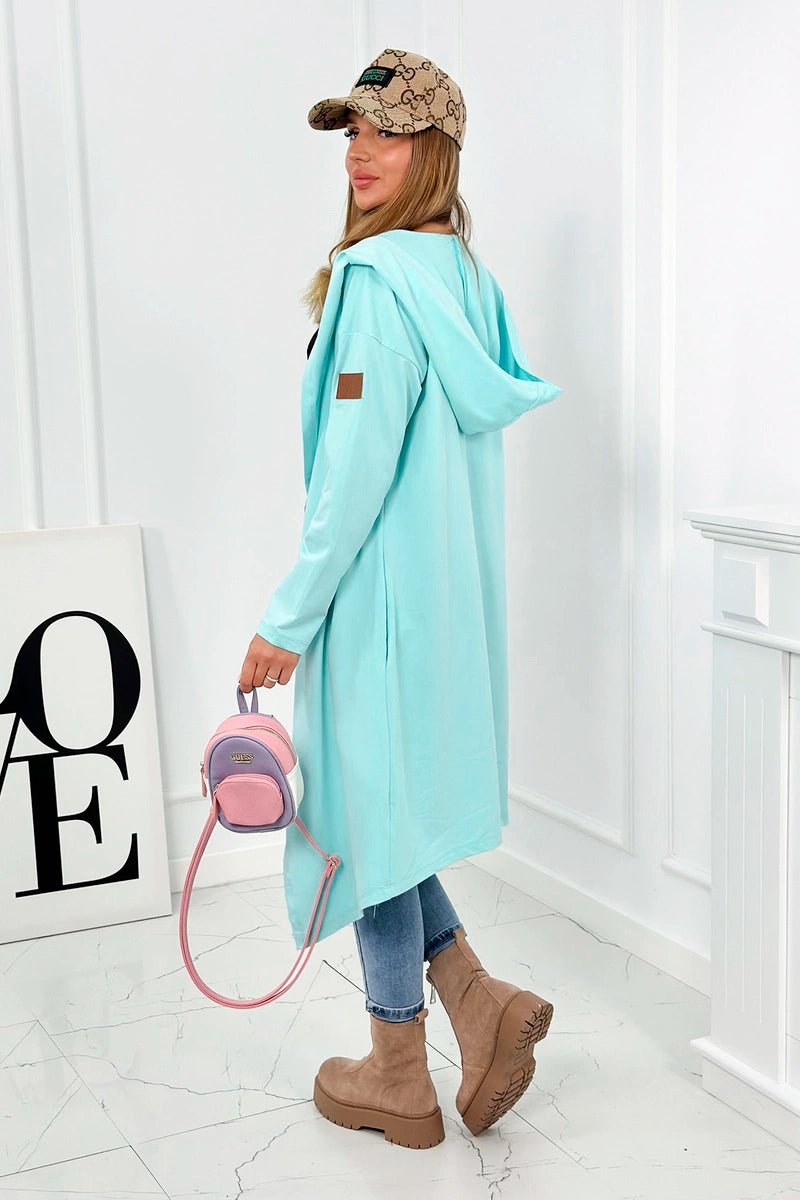 Long cardigan with hood 9077 / – Mint цвет / color | Lexline Fashion