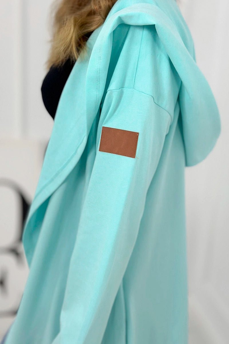 Long cardigan with hood 9077 / – Mint цвет / color | Lexline Fashion