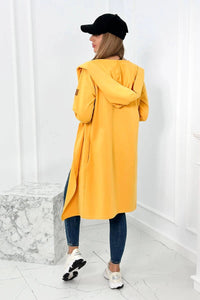 Long cardigan with hood 9077 / – Mustard цвет / color | Lexline Fashion
