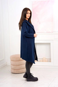 Long cardigan with hood 9077 / – Navy blue цвет / color | Lexline Fashion