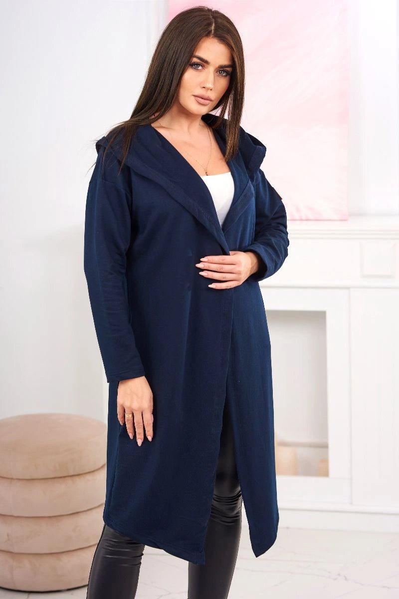 Long cardigan with hood 9077 / – Navy blue цвет / color | Lexline Fashion