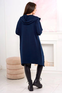 Long cardigan with hood 9077 / – Navy blue цвет / color | Lexline Fashion