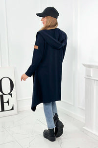 Long cardigan with hood 9077 / – Navy blue || Light цвет / color | Lexline Fashion