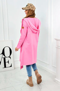 Long cardigan with hood 9077 / – Pink || Light цвет / color | Lexline Fashion
