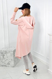 Long cardigan with hood 9077 / – Powder || Dark цвет / color | Lexline Fashion
