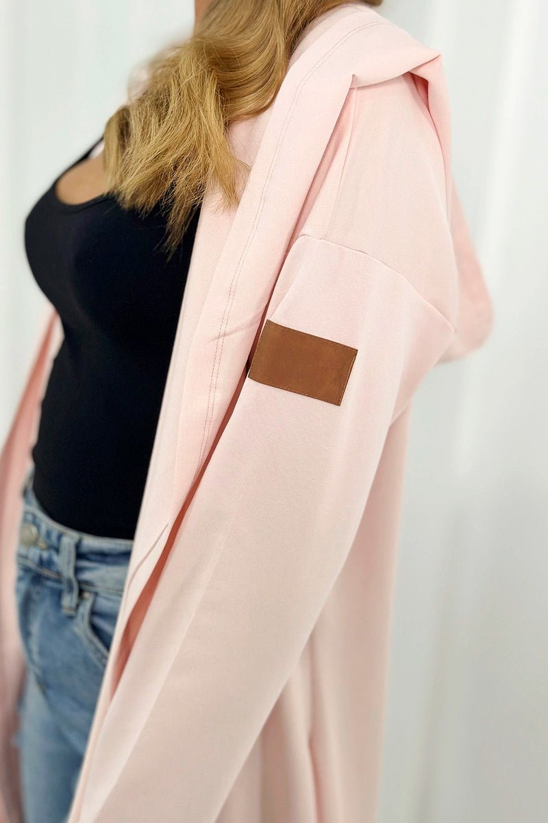 Long cardigan with hood 9077 / – Powder || Light цвет / color | Lexline Fashion
