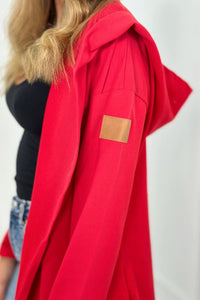 Long cardigan with hood 9077 / – Red цвет / color | Lexline Fashion