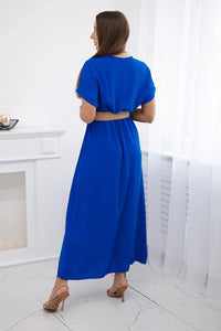 Long dress with a decorative belt 6012F / – Blue cornflower цвет / color | Lexline Fashion