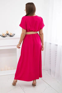 Long dress with a decorative belt 6012F / – Fuchsia цвет / color | Lexline Fashion