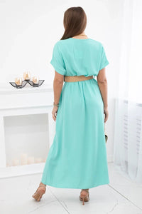 Long dress with a decorative belt 6012F / – Mint || Light цвет / color | Lexline Fashion
