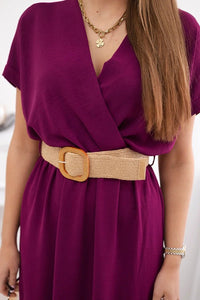 Long dress with a decorative belt 6012F / – Plum цвет / color | Lexline Fashion