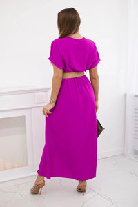 Long dress with a decorative belt 6012F / – Purple || Dark цвет / color | Lexline Fashion