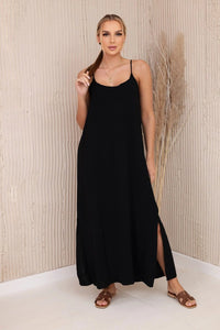 Long dress with straps 6418 / – Black цвет / color | Lexline Fashion