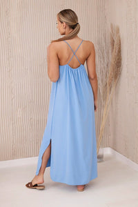 Long dress with straps 6418 / – Blue цвет / color | Lexline Fashion