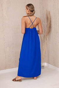 Long dress with straps 6418 / – Blue cornflower цвет / color | Lexline Fashion