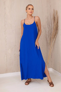 Long dress with straps 6418 / – Blue cornflower цвет / color | Lexline Fashion