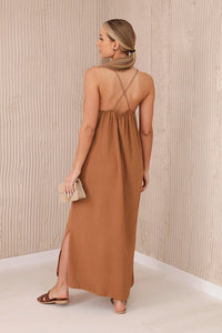 Long dress with straps 6418 / – Camel цвет / color | Lexline Fashion