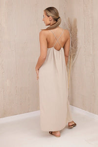Long dress with straps 6418 / – Dark || beige цвет / color | Lexline Fashion