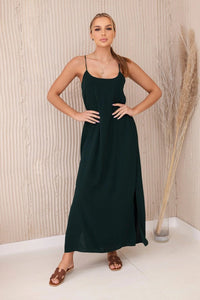 Long dress with straps 6418 / – Dark || green цвет / color | Lexline Fashion