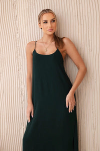 Long dress with straps 6418 / – Dark || green цвет / color | Lexline Fashion