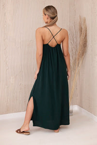 Long dress with straps 6418 / – Dark || green цвет / color | Lexline Fashion