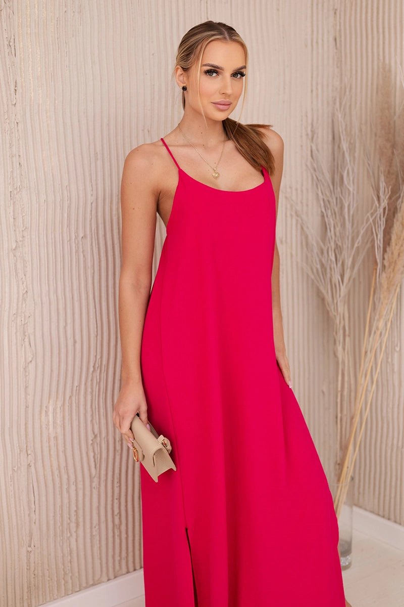 Long dress with straps 6418 / – Fuchsia цвет / color | Lexline Fashion