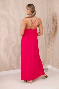 Long dress with straps 6418 / – Fuchsia цвет / color | Lexline Fashion