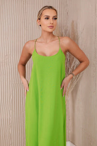 Long dress with straps 6418 / – Green || Light цвет / color | Lexline Fashion