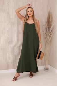 Long dress with straps 6418 / – Khaki цвет / color | Lexline Fashion