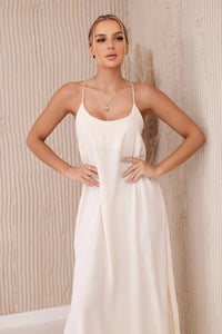 Long dress with straps 6418 / – Light || Beige цвет / color | Lexline Fashion