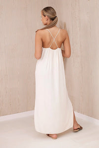 Long dress with straps 6418 / – Light || Beige цвет / color | Lexline Fashion