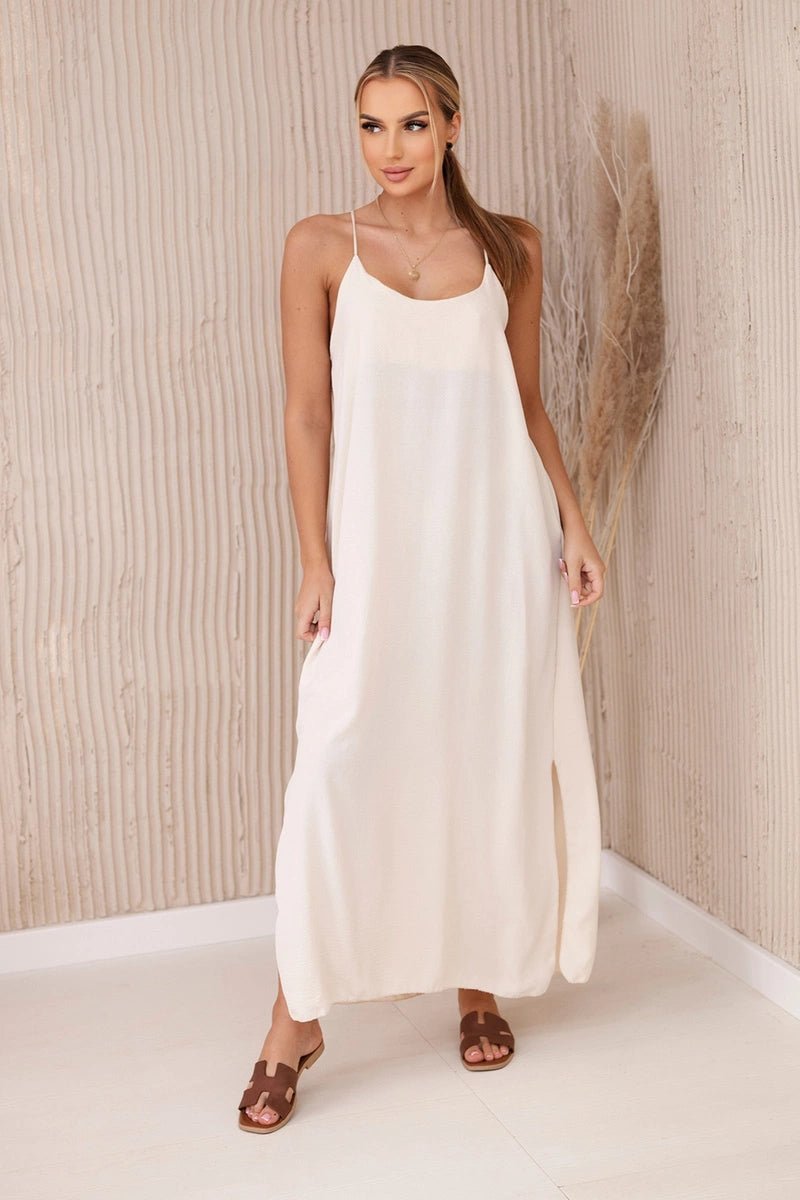 Long dress with straps 6418 / – Light || Beige цвет / color | Lexline Fashion