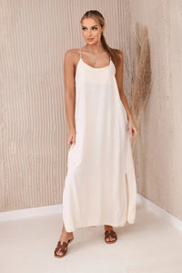 Long dress with straps 6418 / – Light || Beige цвет / color | Lexline Fashion
