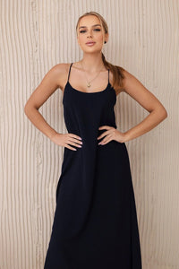 Long dress with straps 6418 / – Navy blue цвет / color | Lexline Fashion