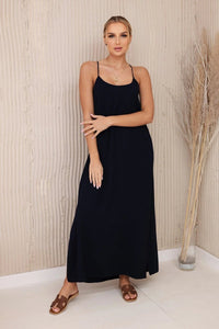 Long dress with straps 6418 / – Navy blue цвет / color | Lexline Fashion
