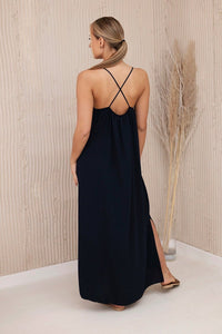 Long dress with straps 6418 / – Navy blue цвет / color | Lexline Fashion