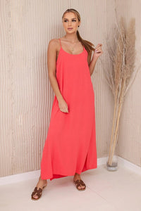 Long dress with straps 6418 / – Neon pink цвет / color | Lexline Fashion