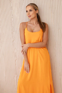 Long dress with straps 6418 / – Orange цвет / color | Lexline Fashion