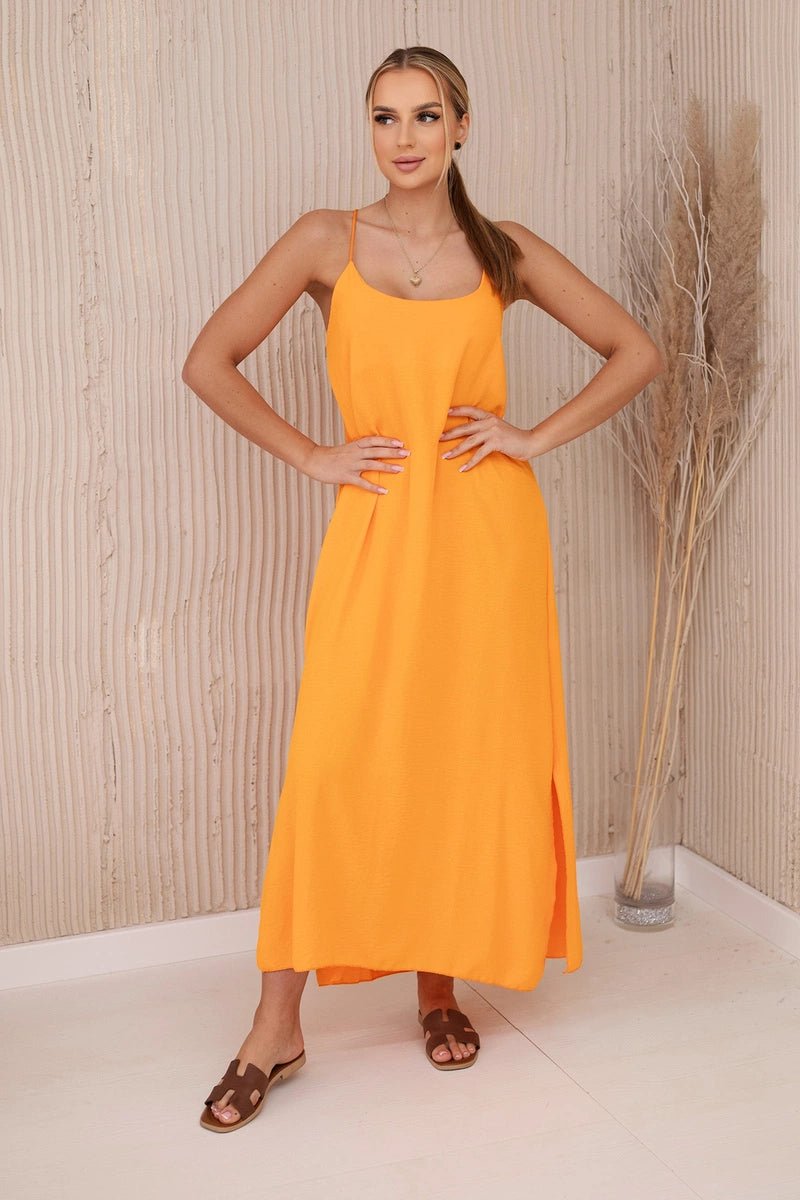 Long dress with straps 6418 / – Orange цвет / color | Lexline Fashion