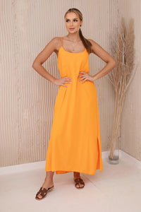 Long dress with straps 6418 / – Orange цвет / color | Lexline Fashion