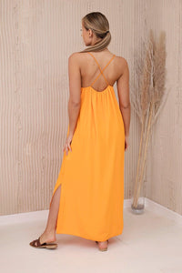 Long dress with straps 6418 / – Orange цвет / color | Lexline Fashion